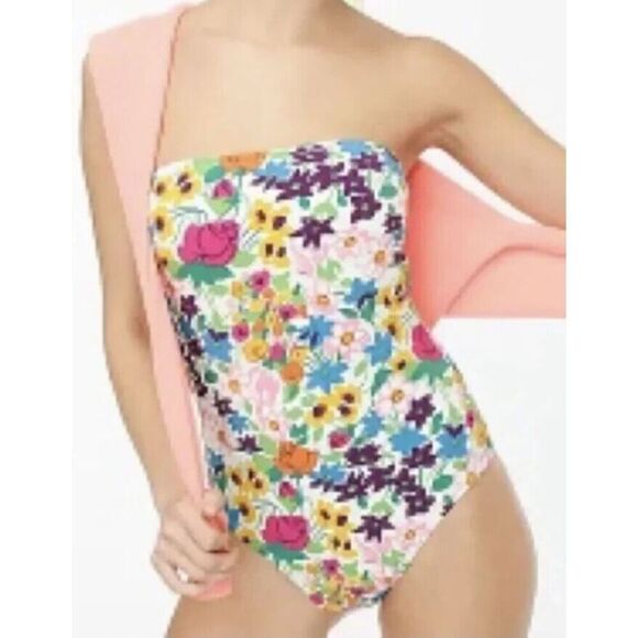 J. Crew WY5238 Women's Sz 6 Vibrant Garden Bandeau One-Piece Swimsuit - Picture 11 of 12